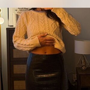 Alice + Olivia Leather Black Mini Skirt